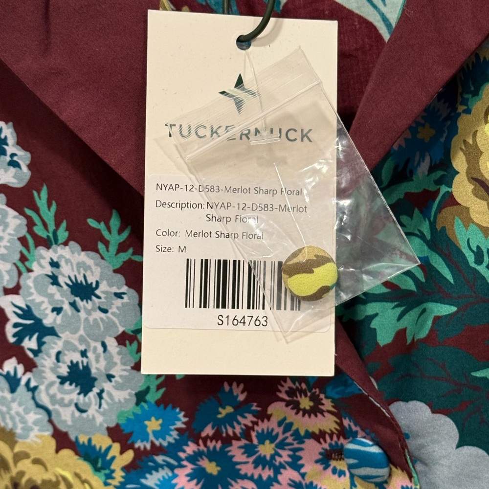 NWT Tuckernuck Alice Midi Dress M Merlot Oxblood Verdant Floral Print Cotton - Picture 7 of 7